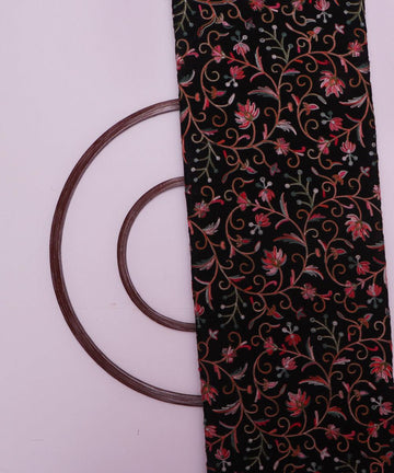 black thread embroidery pure chinon silk fabric b148 5882